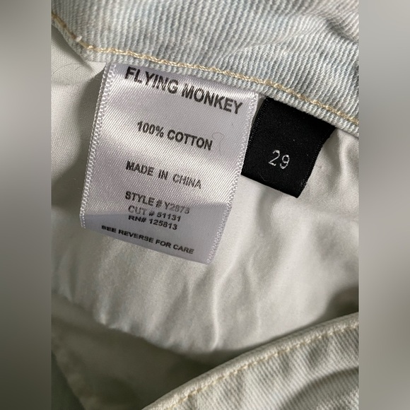Flying Monkey Light Blue Distressed Cropped Boyfriend Jeans, Sz 29 - Picture 8 of 9